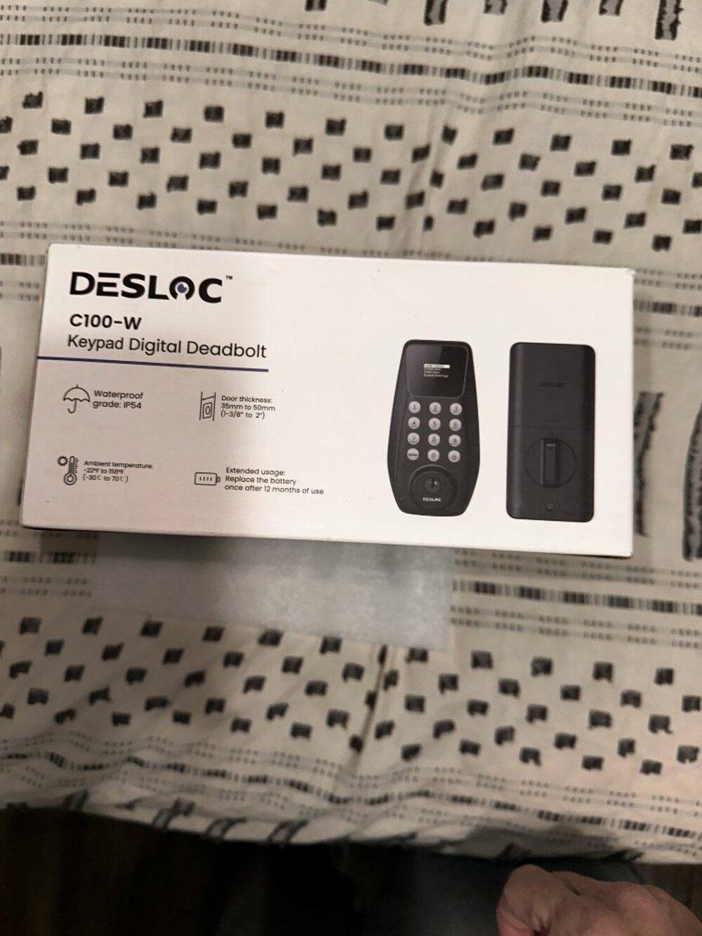 DESLOC C100-W Keypad Digital Deadbolt Black - Keyless Entry Smart Door Lock
